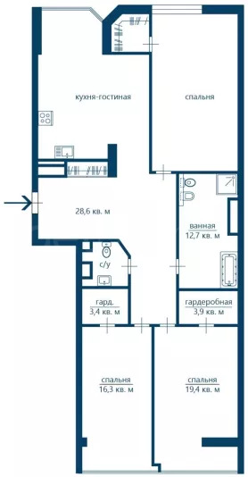 Продажа квартиры площадью 155 м² 5 этаж в Ломоносов по адресу Раменки, Мичуринский пр-т, 6, кор. 2